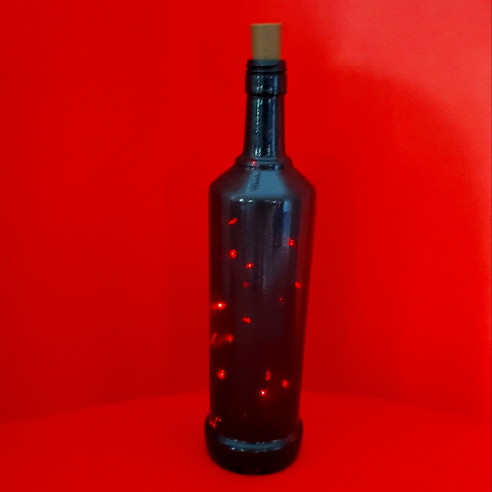 Textured Black Bottle & Red Bottle Lights ~ Dark Decor, Gothic, Valentine